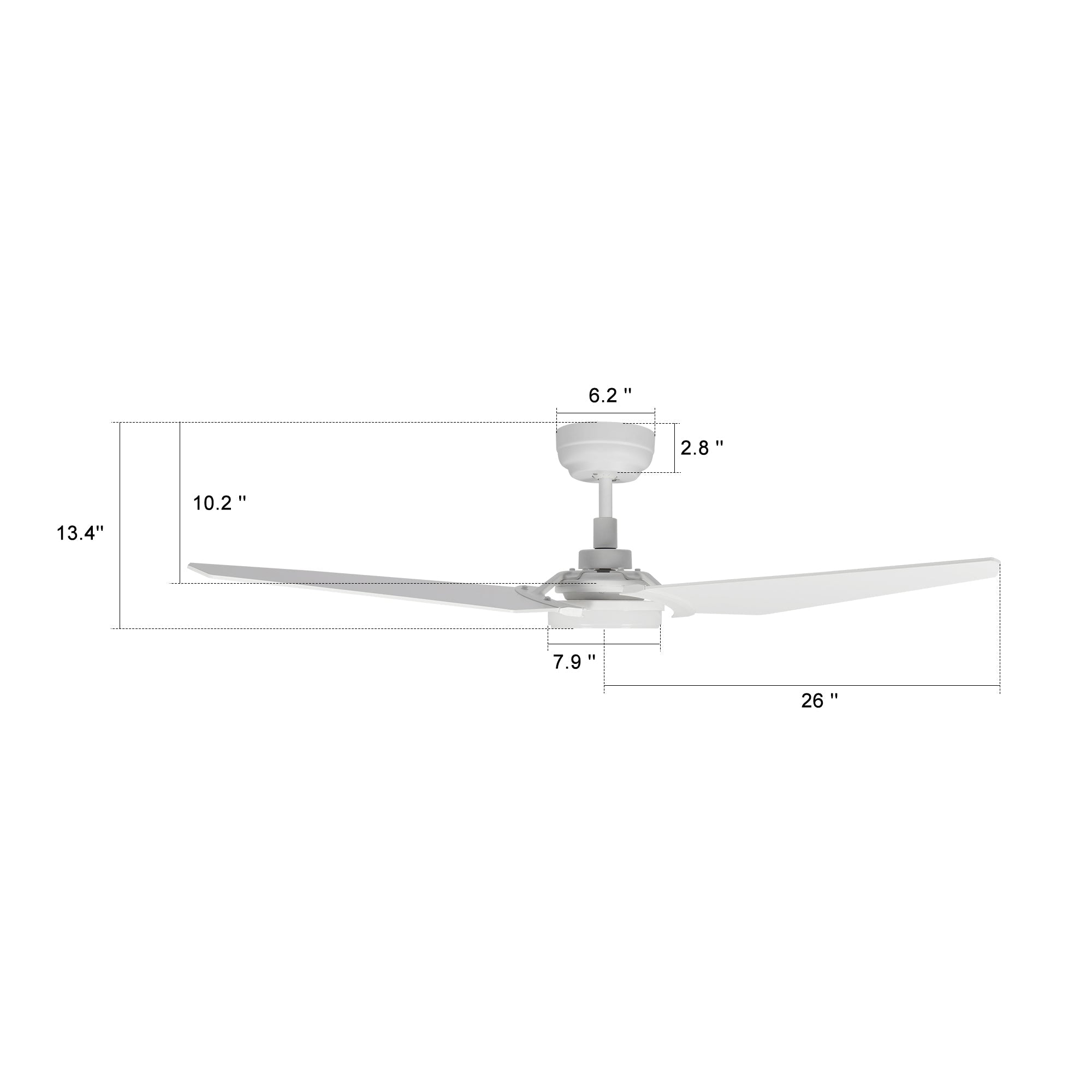 KAJ 52 In 3 Blade Smart Ceiling Fan With Integrated LED Lights With Google Home