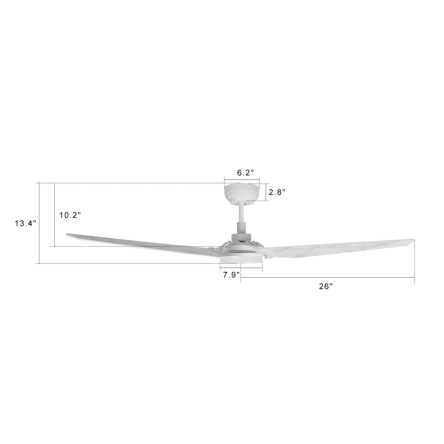 KAJ 52 In 3 Blade Smart Ceiling Fan With Integrated LED Lights With Google Home