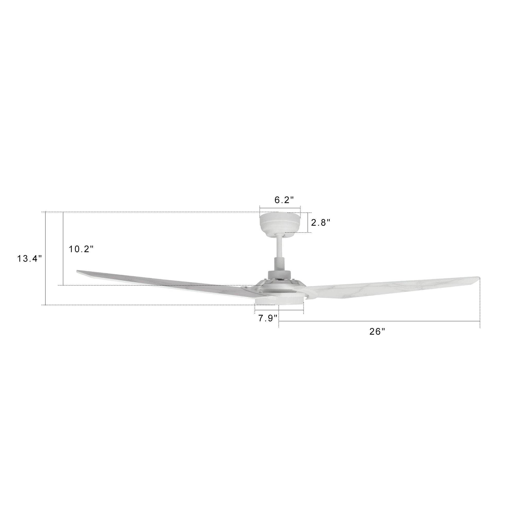 KAJ 52 In 3 Blade Smart Ceiling Fan With Integrated LED Lights With Google Home