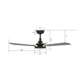 BRISA 52 In 3 Blade Smart Ceiling Fan With Integrated LED Lights With Google Home