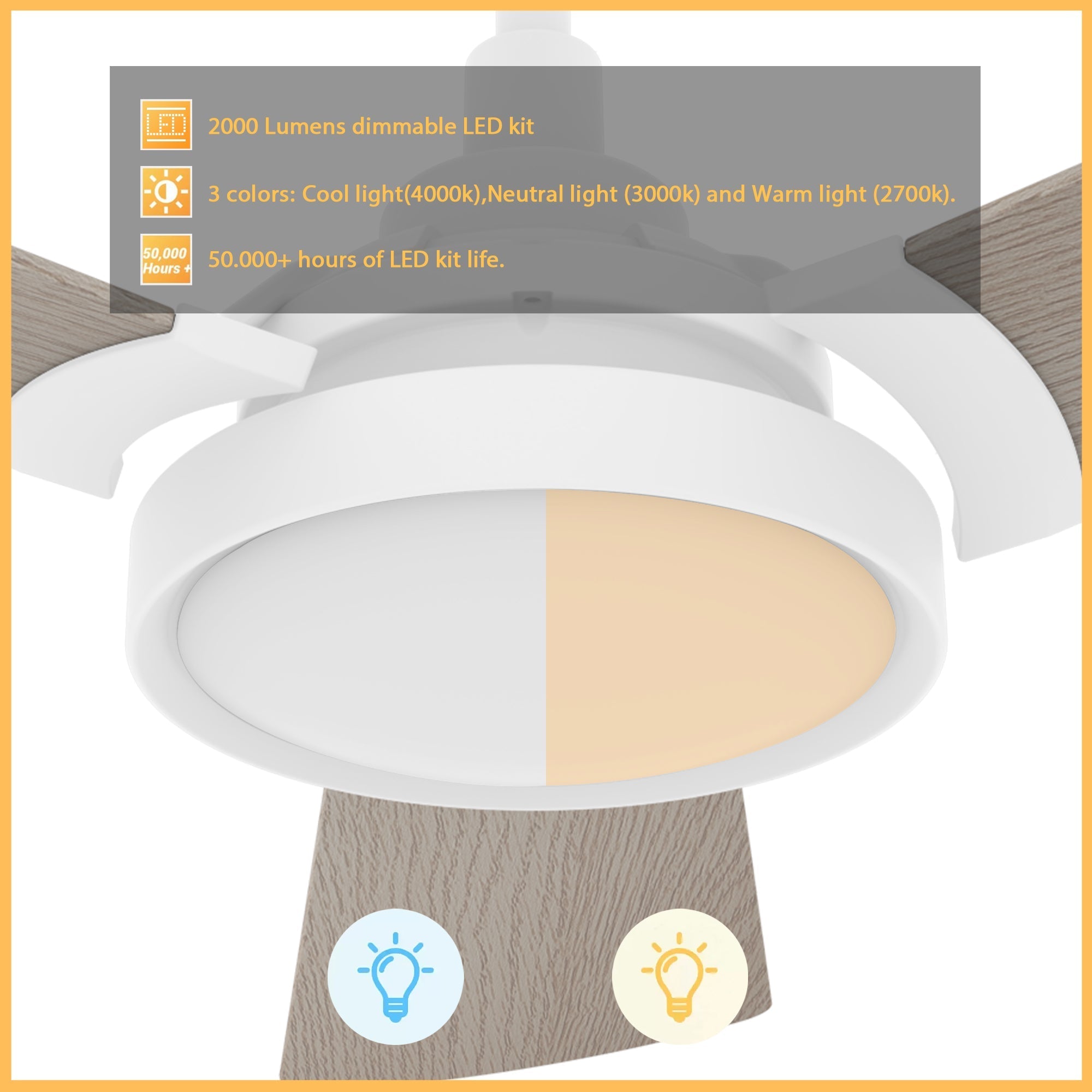 BRISA 56 In 3 Blade Smart Ceiling Fan With Integrated LED Lights With Google Home