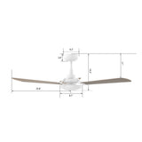 BRISA 52 In 3 Blade Smart Ceiling Fan With Integrated LED Lights With Google Home