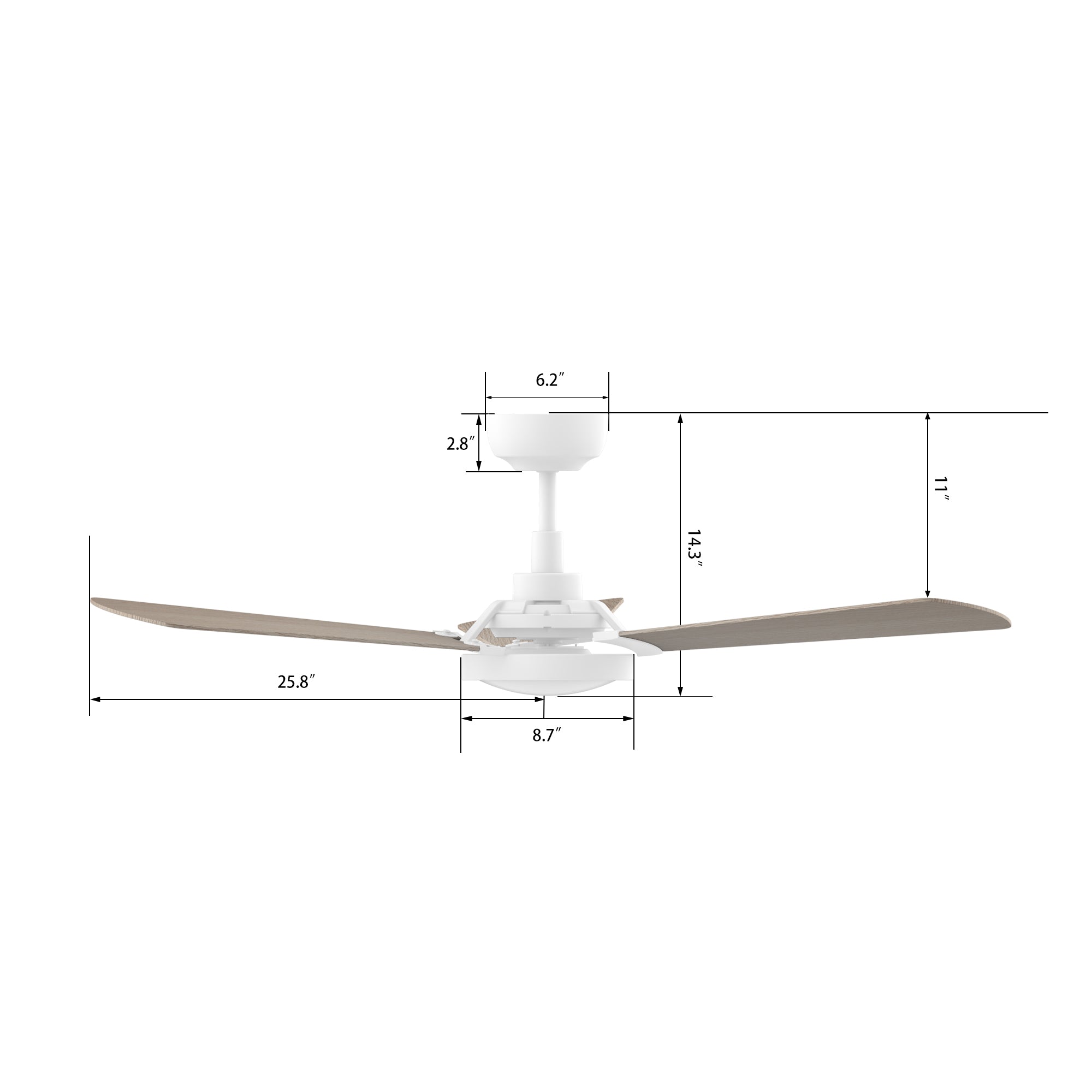BRISA 52 In 3 Blade Smart Ceiling Fan With Integrated LED Lights With Google Home
