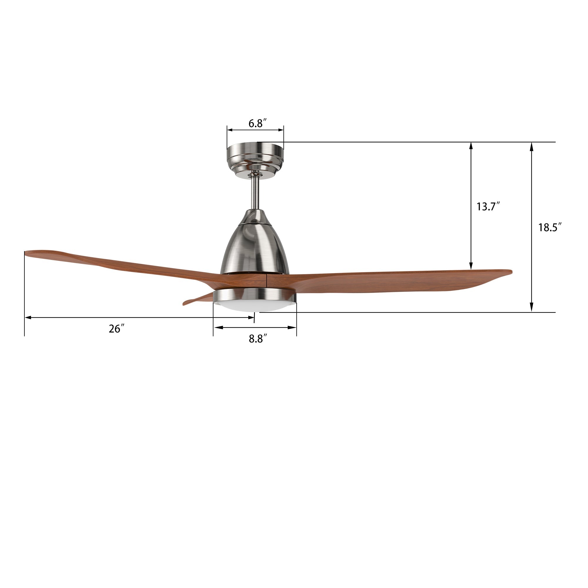 GARRICK 52 In 3 Blade Smart Ceiling Fan With Integrated LED Lights With Google Home
