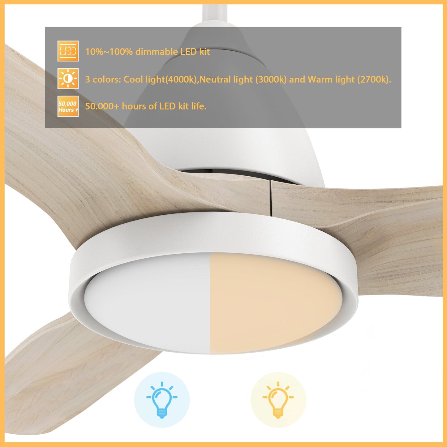 GARRICK 52 In 3 Blade Smart Ceiling Fan With Integrated LED Lights With Google Home