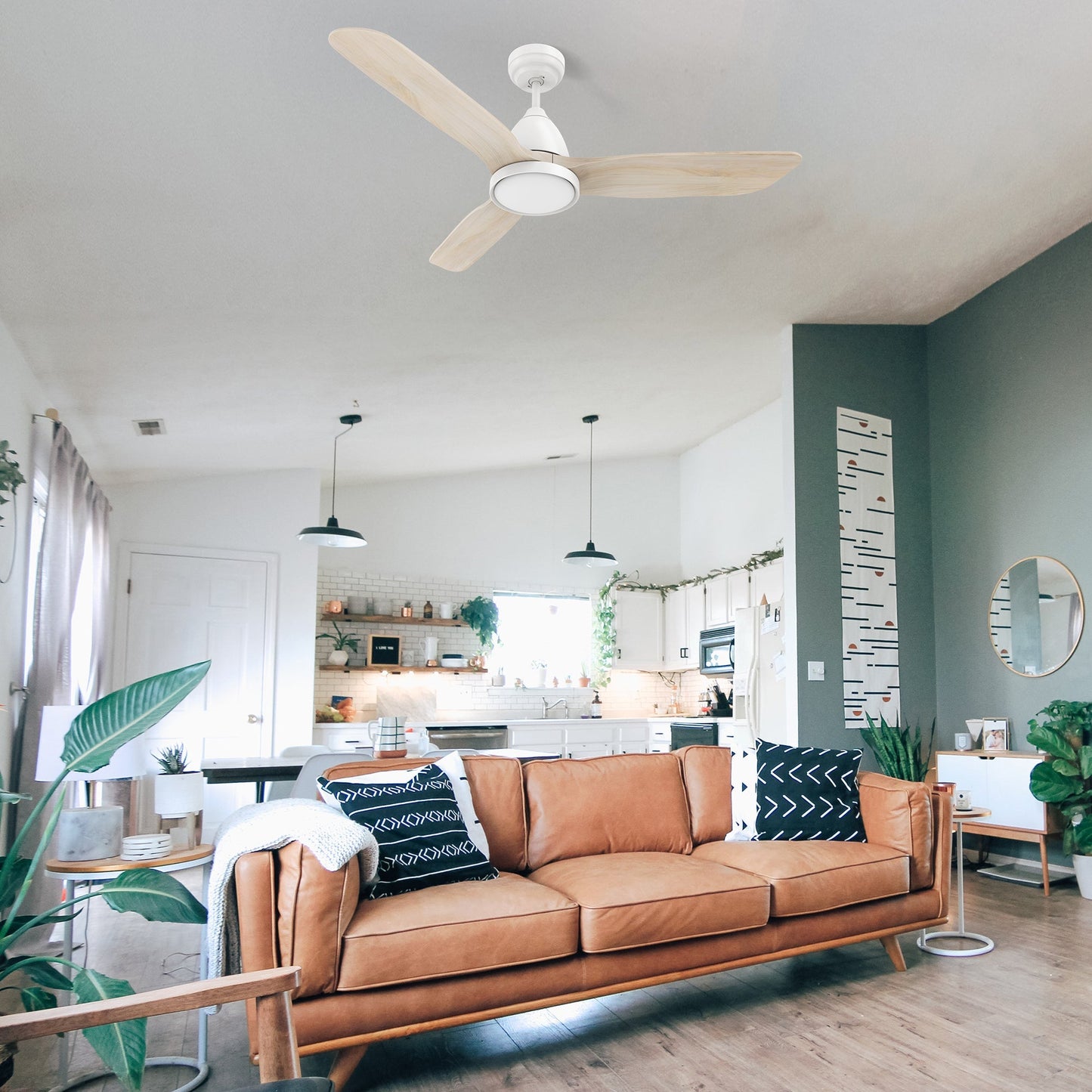 GARRICK 52 In 3 Blade Smart Ceiling Fan With Integrated LED Lights With Google Home