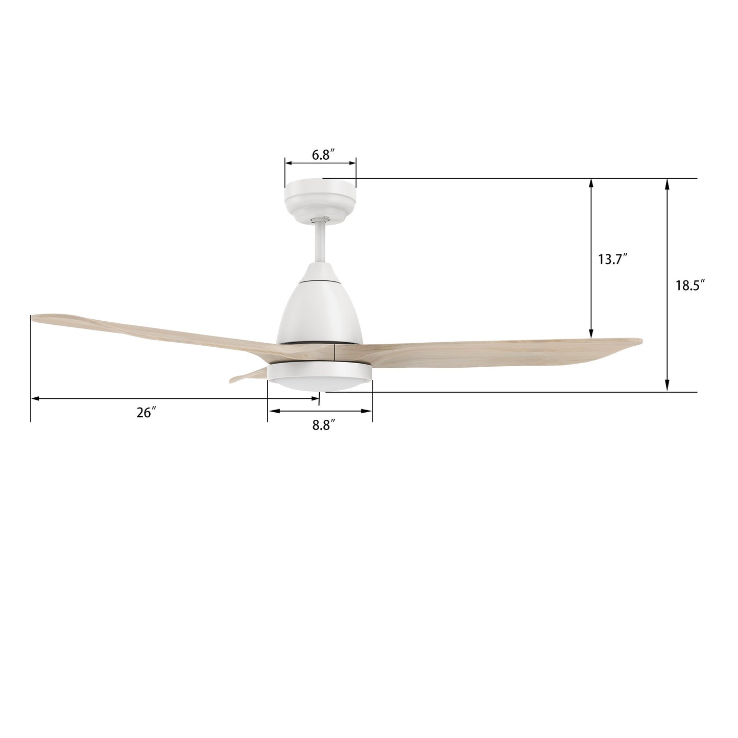 GARRICK 52 In 3 Blade Smart Ceiling Fan With Integrated LED Lights With Google Home