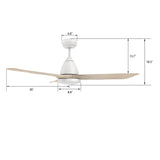 GARRICK 52 In 3 Blade Smart Ceiling Fan With Integrated LED Lights With Google Home