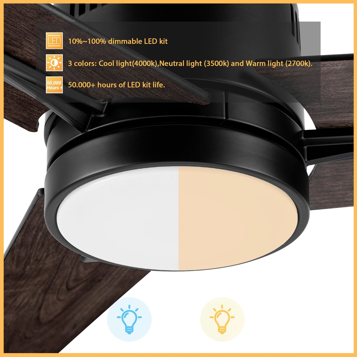 MONTGOMERY 52 In 3 Blade Smart Ceiling Fan With Integrated LED Lights With Google Home