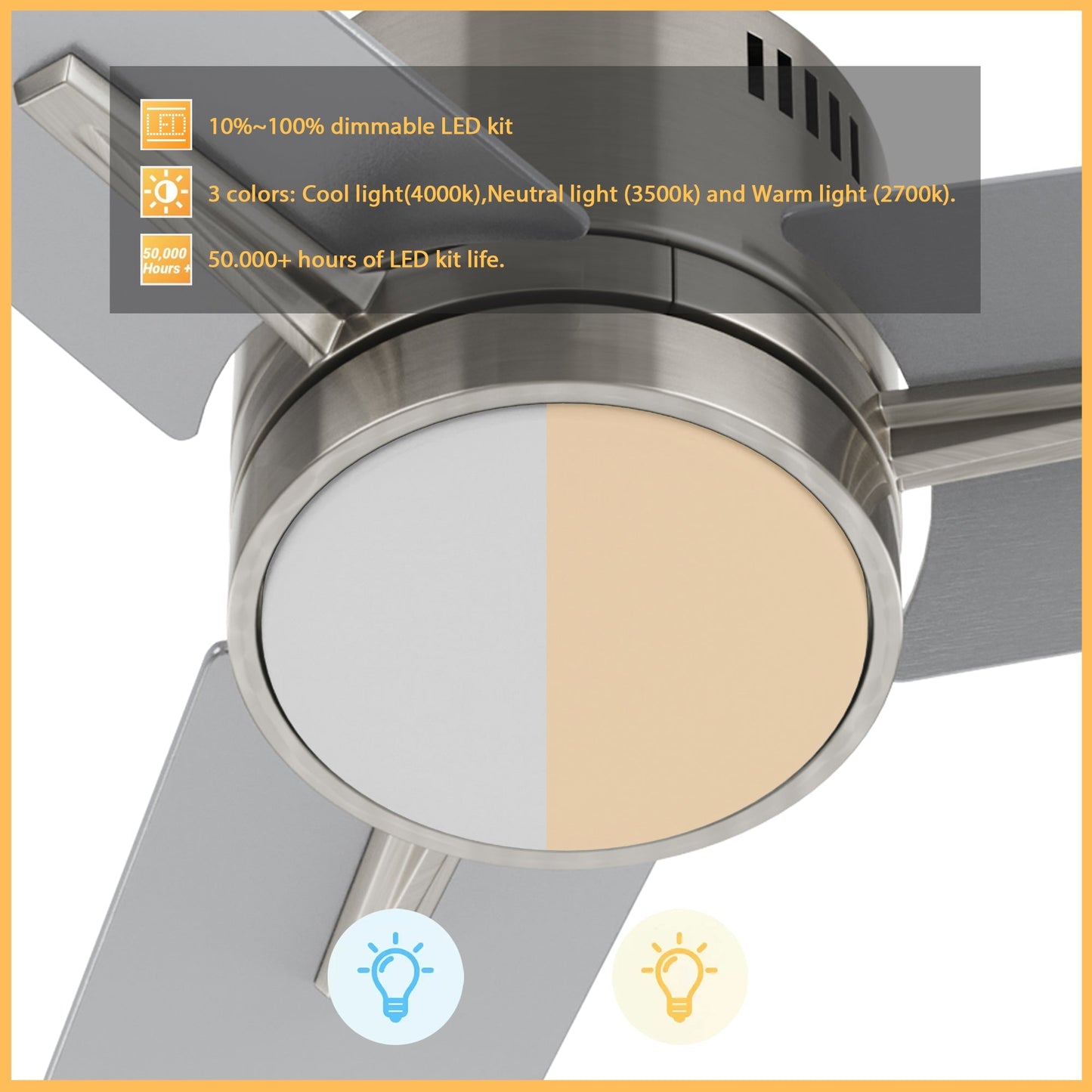 MONTGOMERY 52 In 3 Blade Smart Ceiling Fan With Integrated LED Lights With Google Home