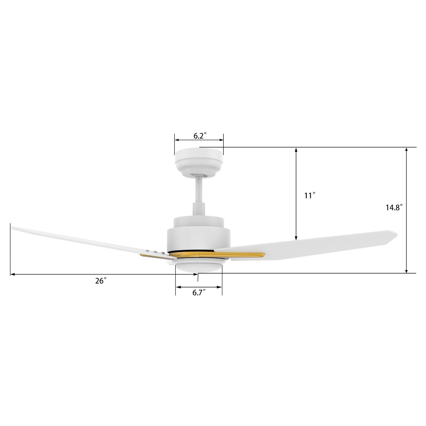 CALEN 56 In 3 Blade Smart Ceiling Fan With Integrated LED Lights With Google Home