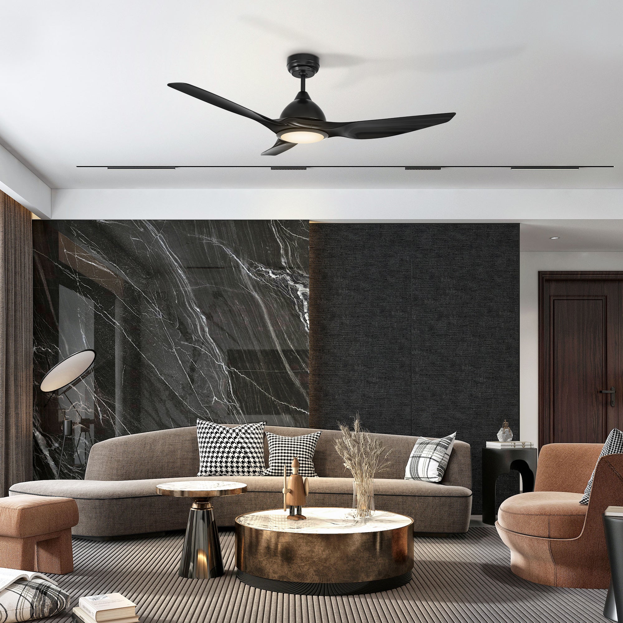 CRANSTON 52 In 3 Blade Smart Ceiling Fan With Integrated LED Lights With Google Home