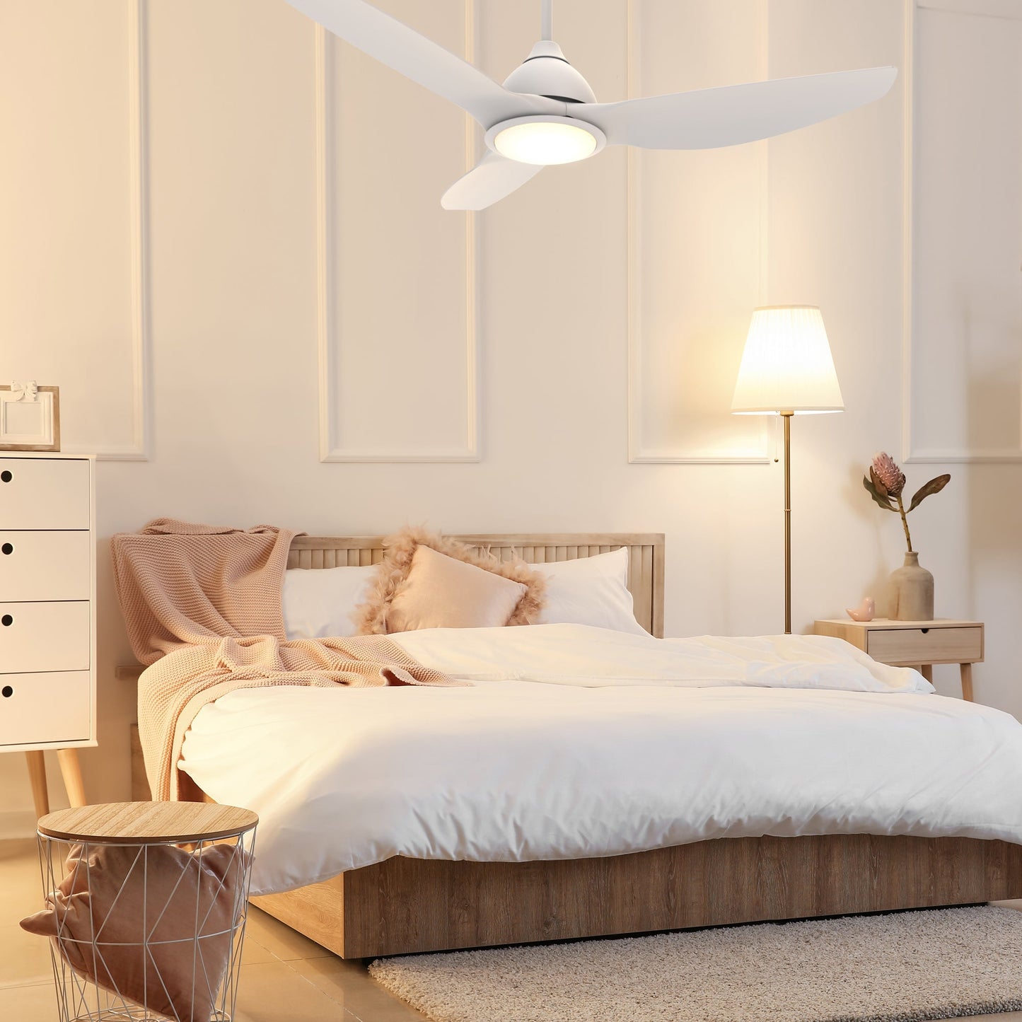 CRANSTON 52 In 3 Blade Smart Ceiling Fan With Integrated LED Lights With Google Home