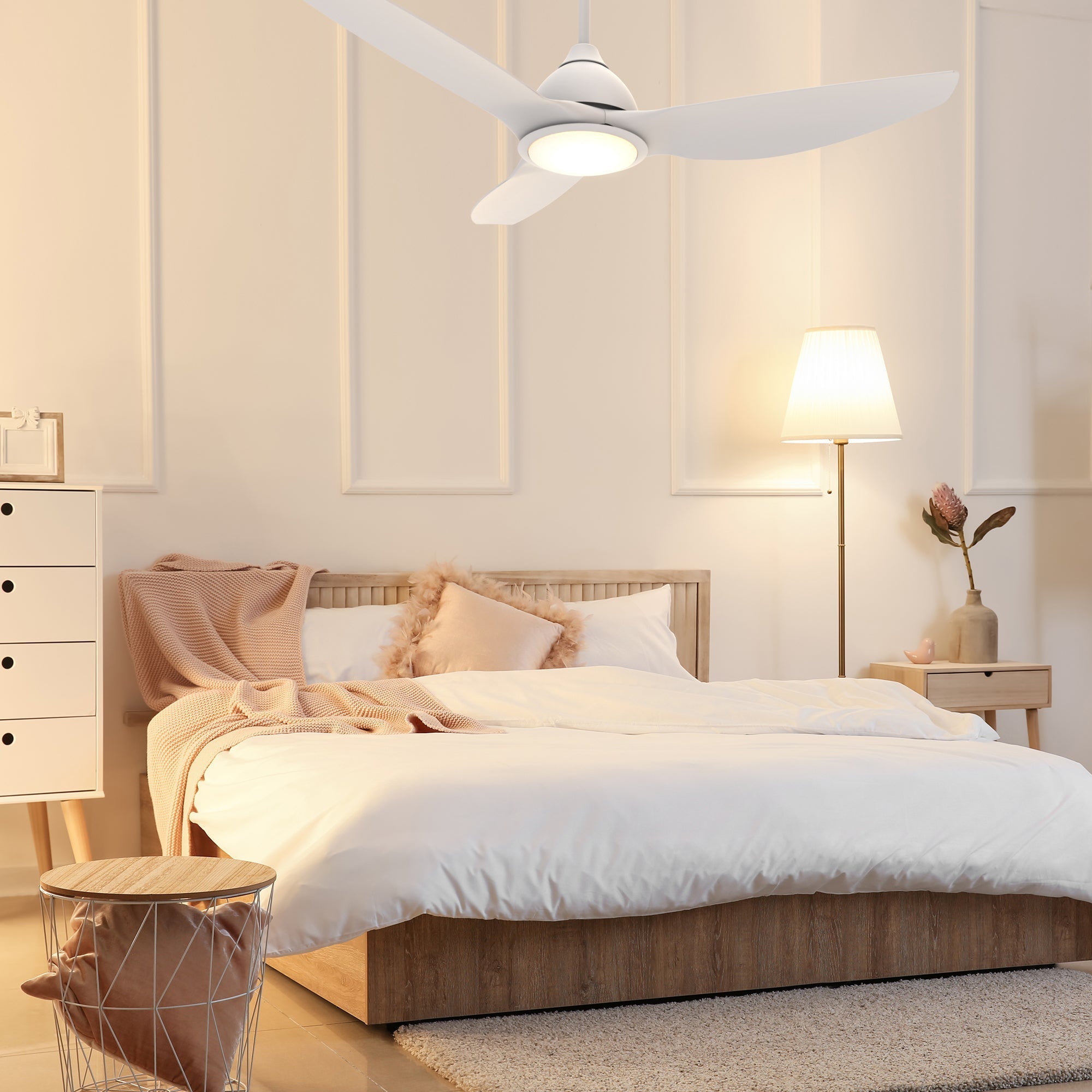 CRANSTON 52 In 3 Blade Smart Ceiling Fan With Integrated LED Lights With Google Home