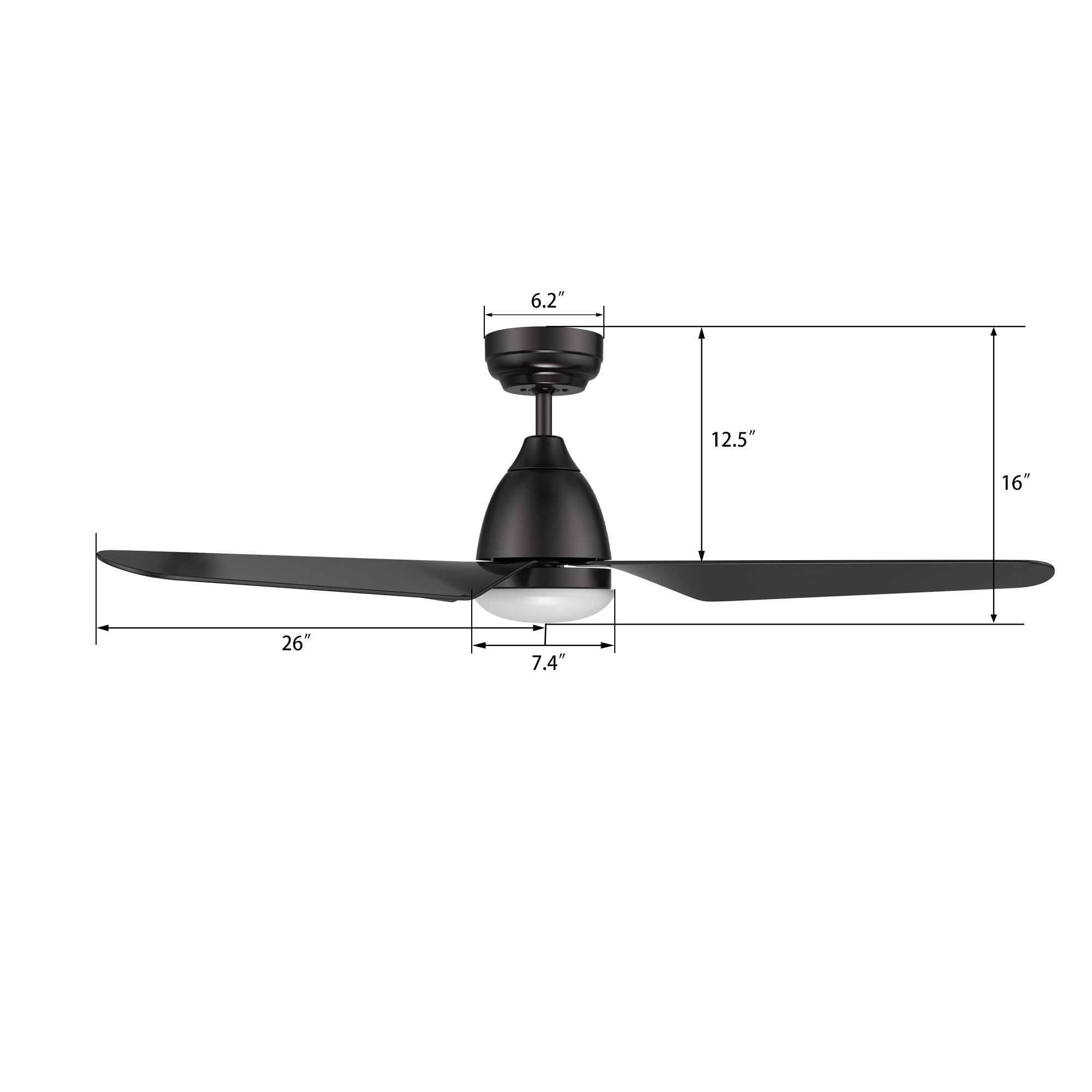 TOULON 52 In 3 Blade Smart Ceiling Fan With Integrated LED Lights With Google Home