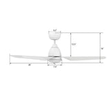 TOULON 52 In 3 Blade Smart Ceiling Fan With Integrated LED Lights With Google Home