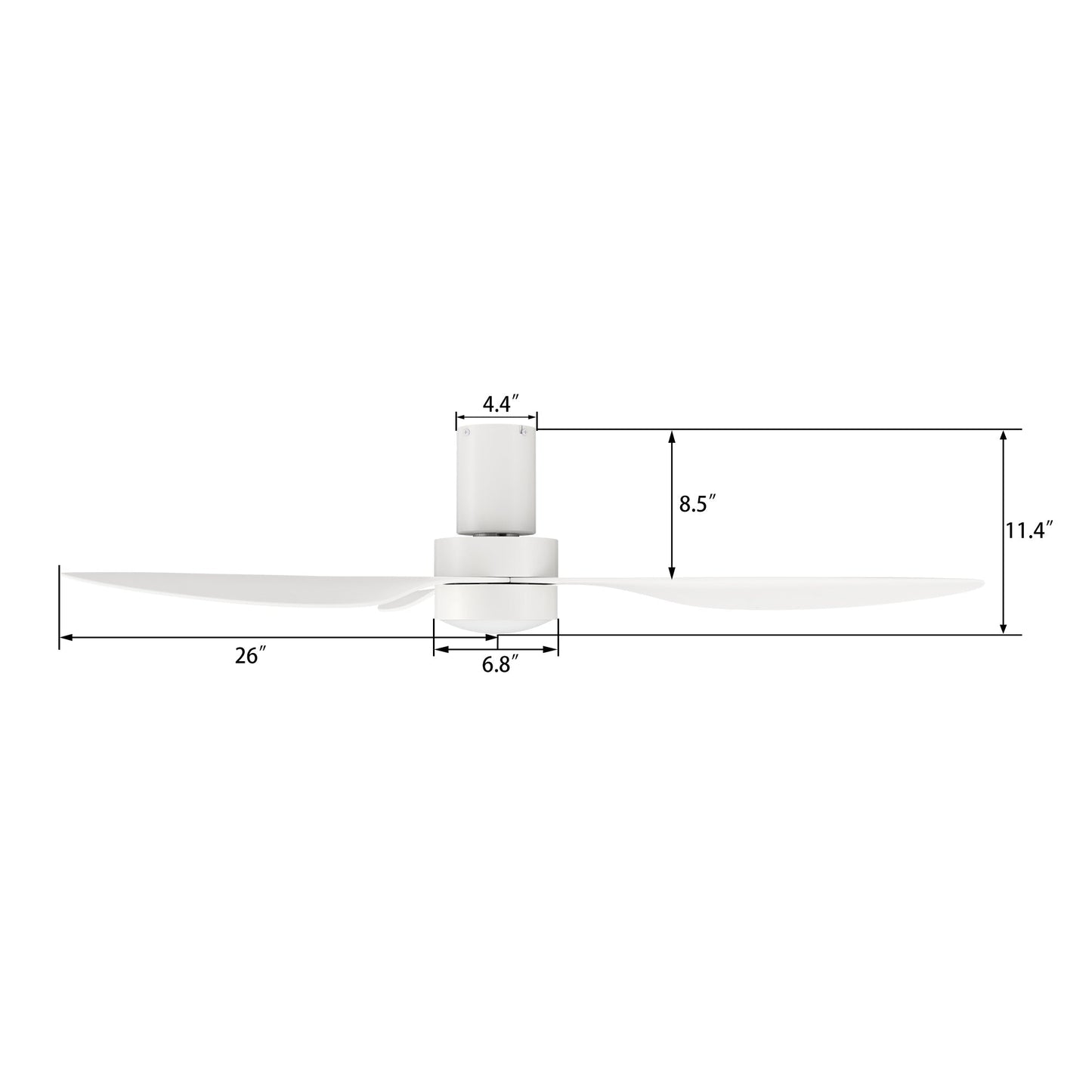 Aurora 52 Inch 3 Blade Flush Mount Smart Ceiling Fan With Led Light Kit Remote White White