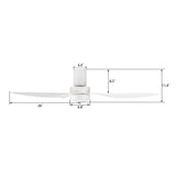 Aurora 52 Inch 3 Blade Flush Mount Smart Ceiling Fan With Led Light Kit Remote White White