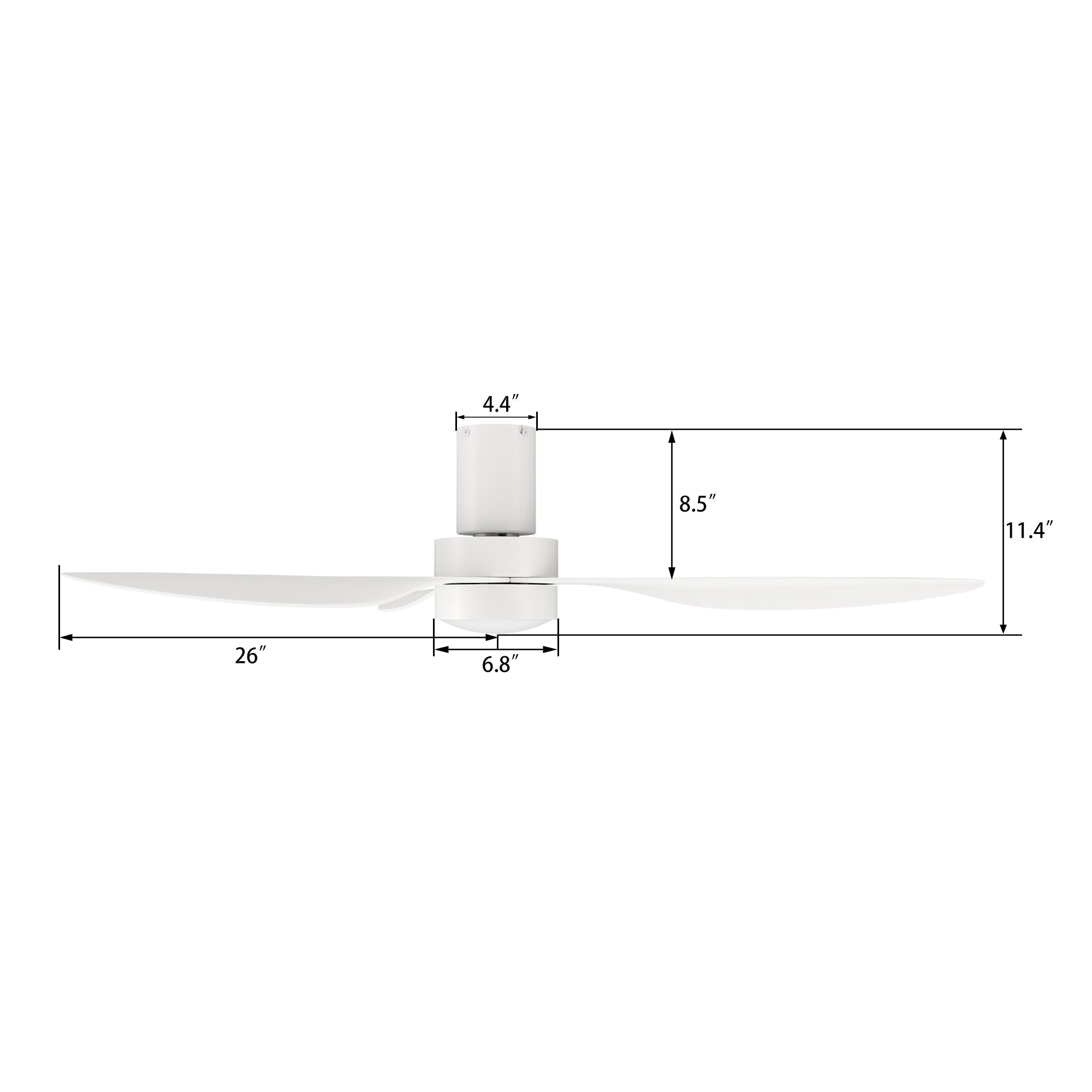 Aurora 52 Inch 3 Blade Flush Mount Smart Ceiling Fan With Led Light Kit Remote White White