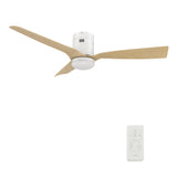 Spezia 52 Inch 3 Blade Flush Mount Smart Ceiling Fan With Led Light Kit Remote White Bamboo Wood