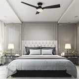 Spezia 52 Inch 3 Blade Flush Mount Smart Ceiling Fan With Led Light Kit Remote Black Black Gold Detail
