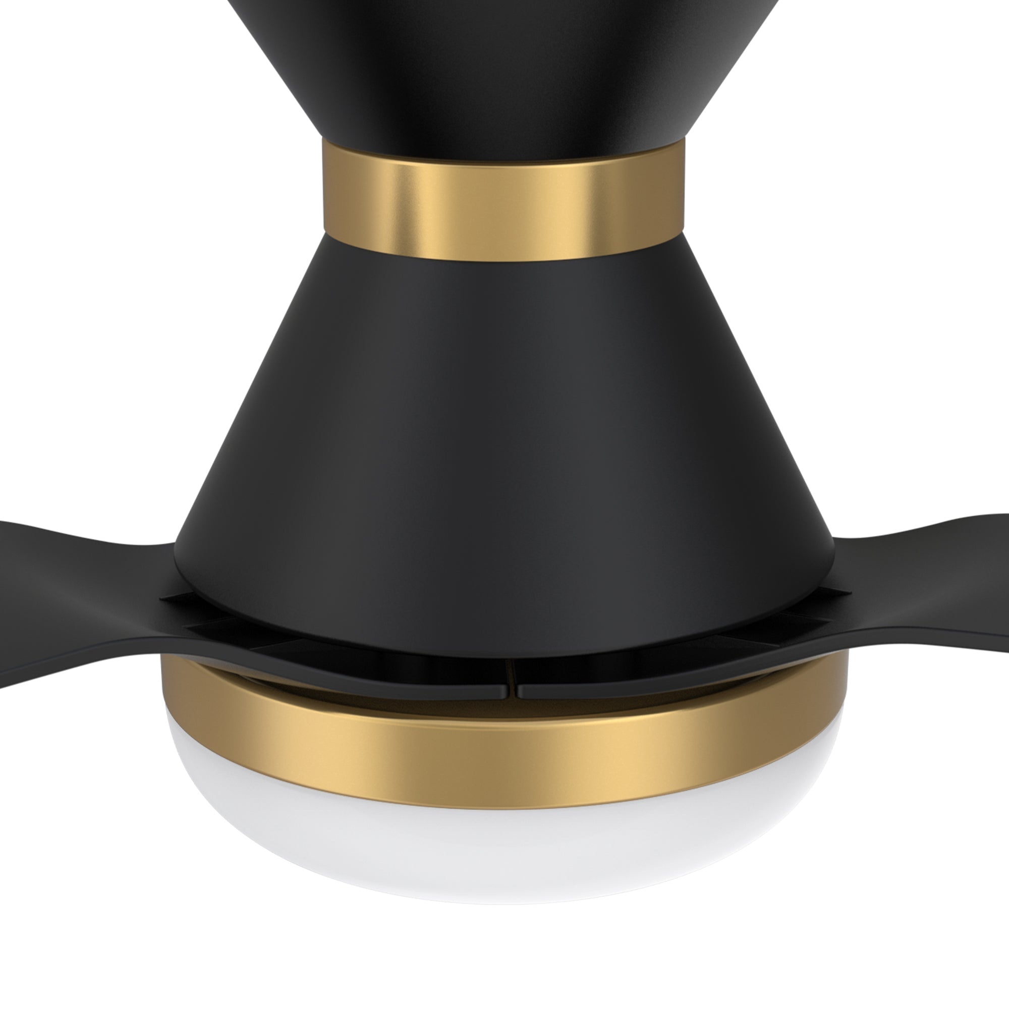 Spezia 52 Inch 3 Blade Flush Mount Smart Ceiling Fan With Led Light Kit Remote Black Black Gold Detail