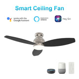 TRENTO 52 In 3 Blade Smart Ceiling Fan With Integrated LED Lights With Google Home