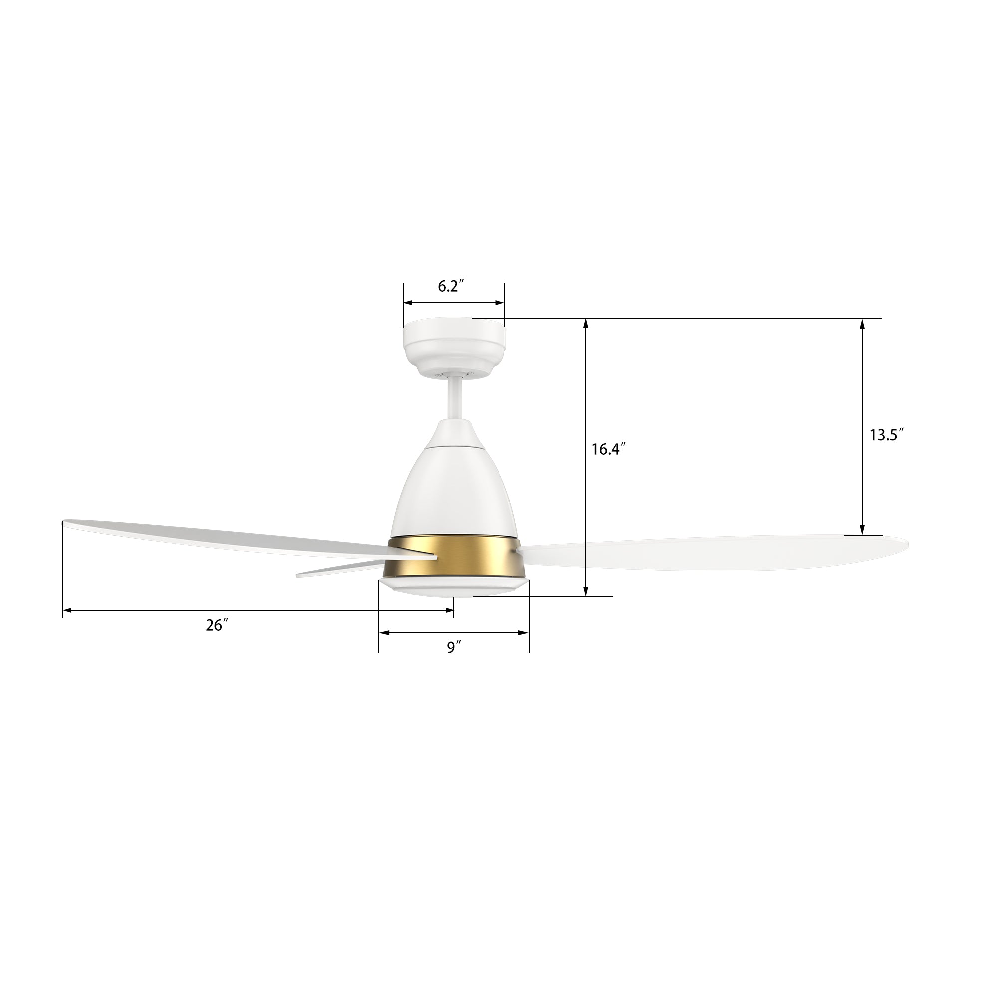 YORK 52 In 3 Blade Smart Ceiling Fan With Integrated LED Lights With Google Home