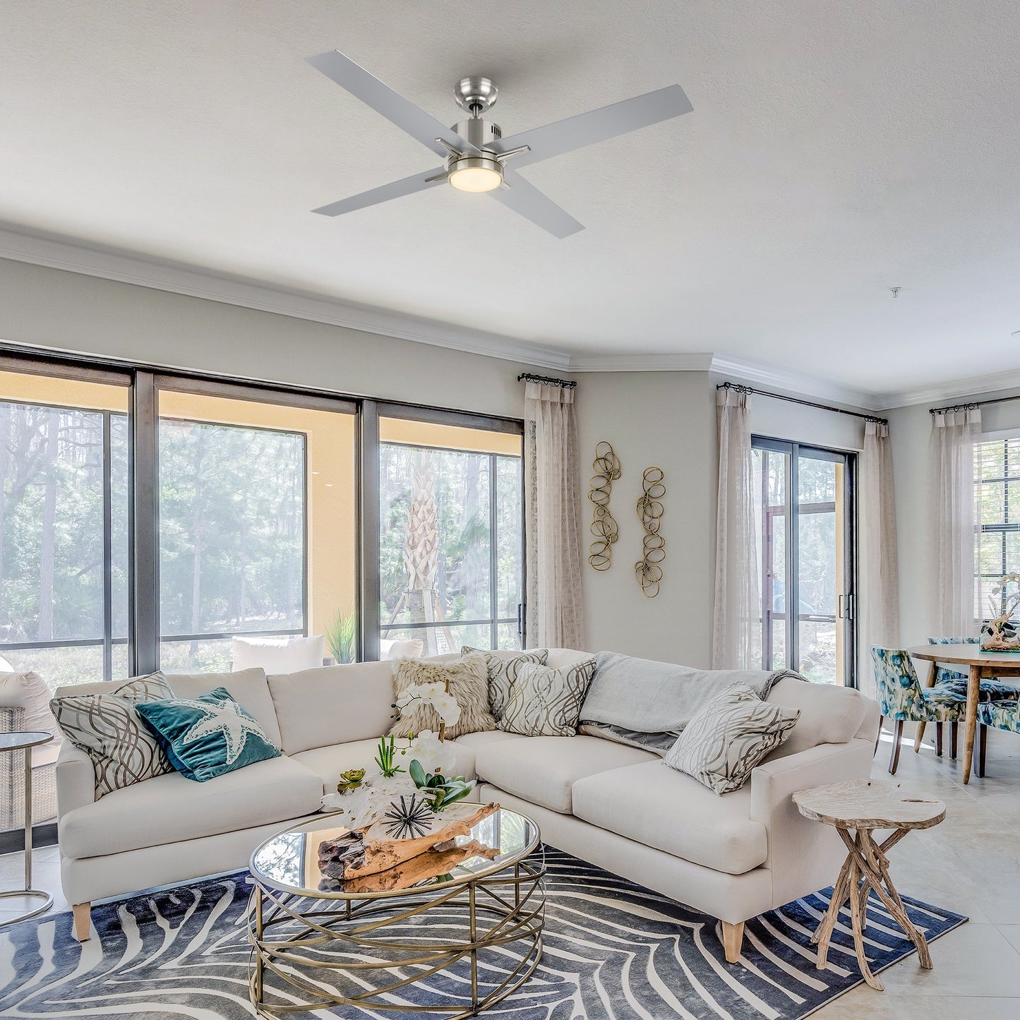 MONTGOMERY 52 In 4 Blade Smart Ceiling Fan With Integrated LED Lights With Google Home