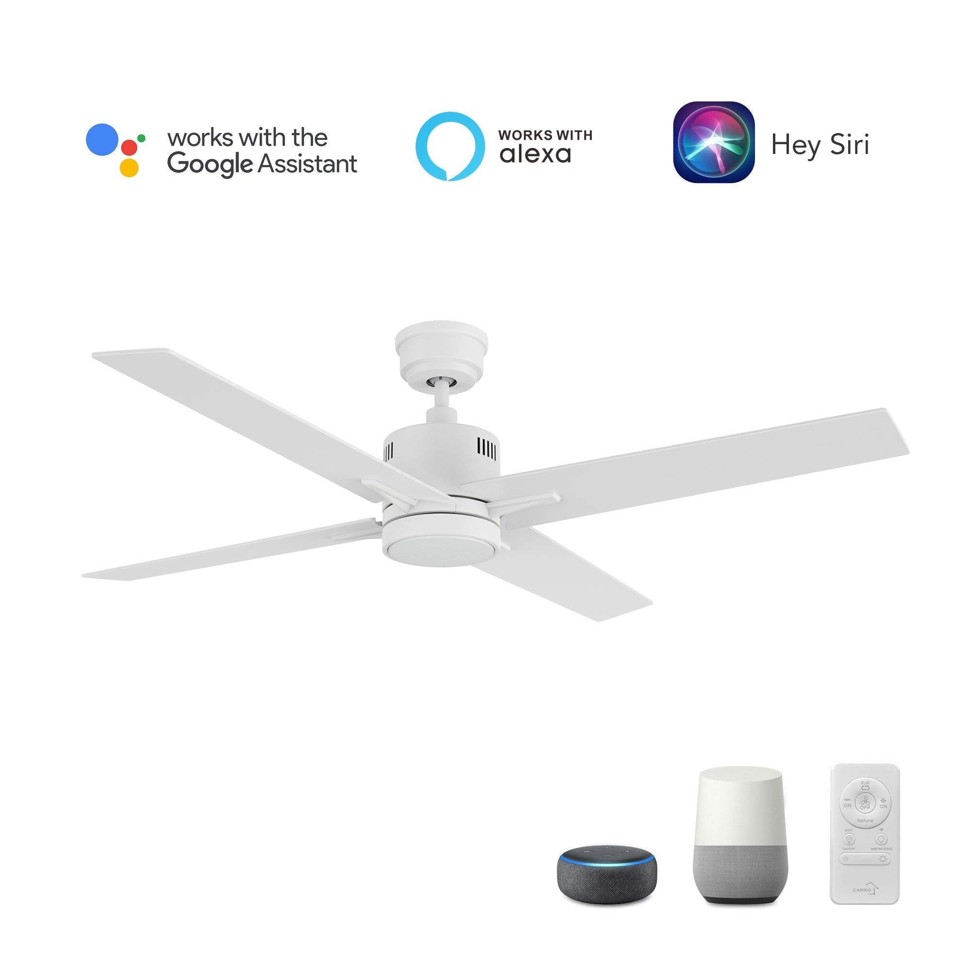 MONTGOMERY 52 In 4 Blade Smart Ceiling Fan With Integrated LED Lights With Google Home