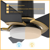 KAJ 52 inch 5-Blade Flush Mount Smart Ceiling Fan with LED Light & Remote