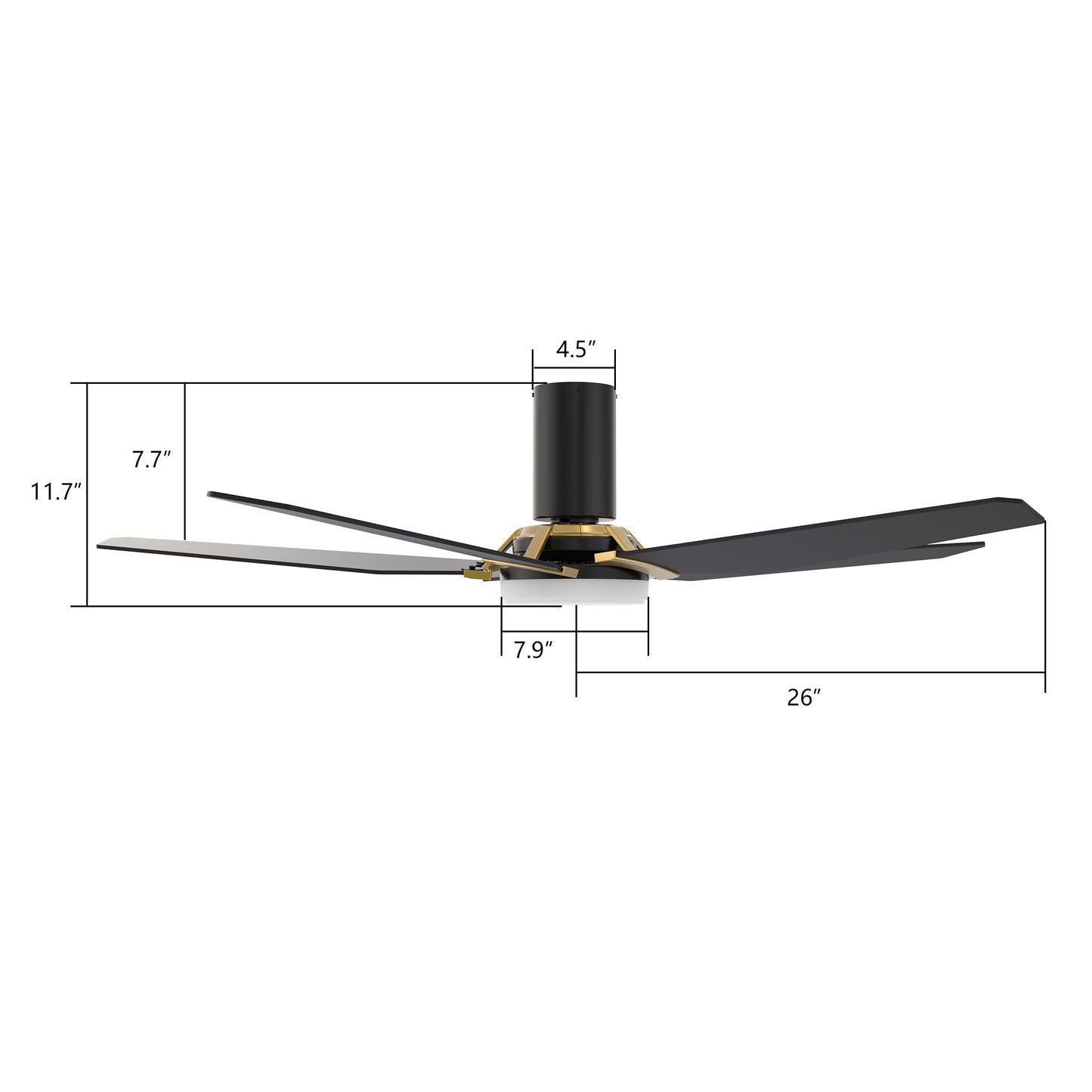 KAJ 52 inch 5-Blade Flush Mount Smart Ceiling Fan with LED Light & Remote