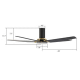 KAJ 52 inch 5-Blade Flush Mount Smart Ceiling Fan with LED Light & Remote