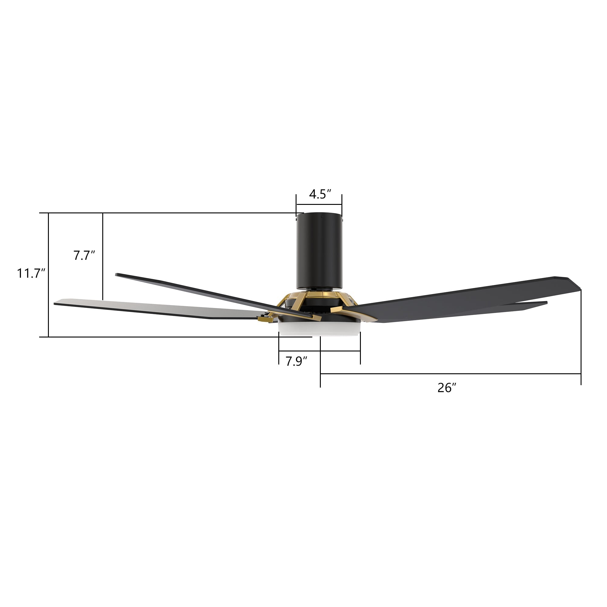 KAJ 52 inch 5-Blade Flush Mount Smart Ceiling Fan with LED Light & Remote