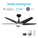 KAJ 52 In 5 Blade Smart Ceiling Fan With Integrated LED Lights With Google Home