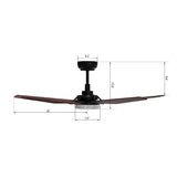 KAJ 52 In 5 Blade Smart Ceiling Fan With Integrated LED Lights With Google Home