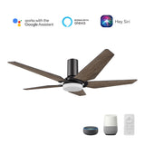 KAJ 52 inch 5-Blade Flush Mount Smart Ceiling Fan with LED Light & Remote