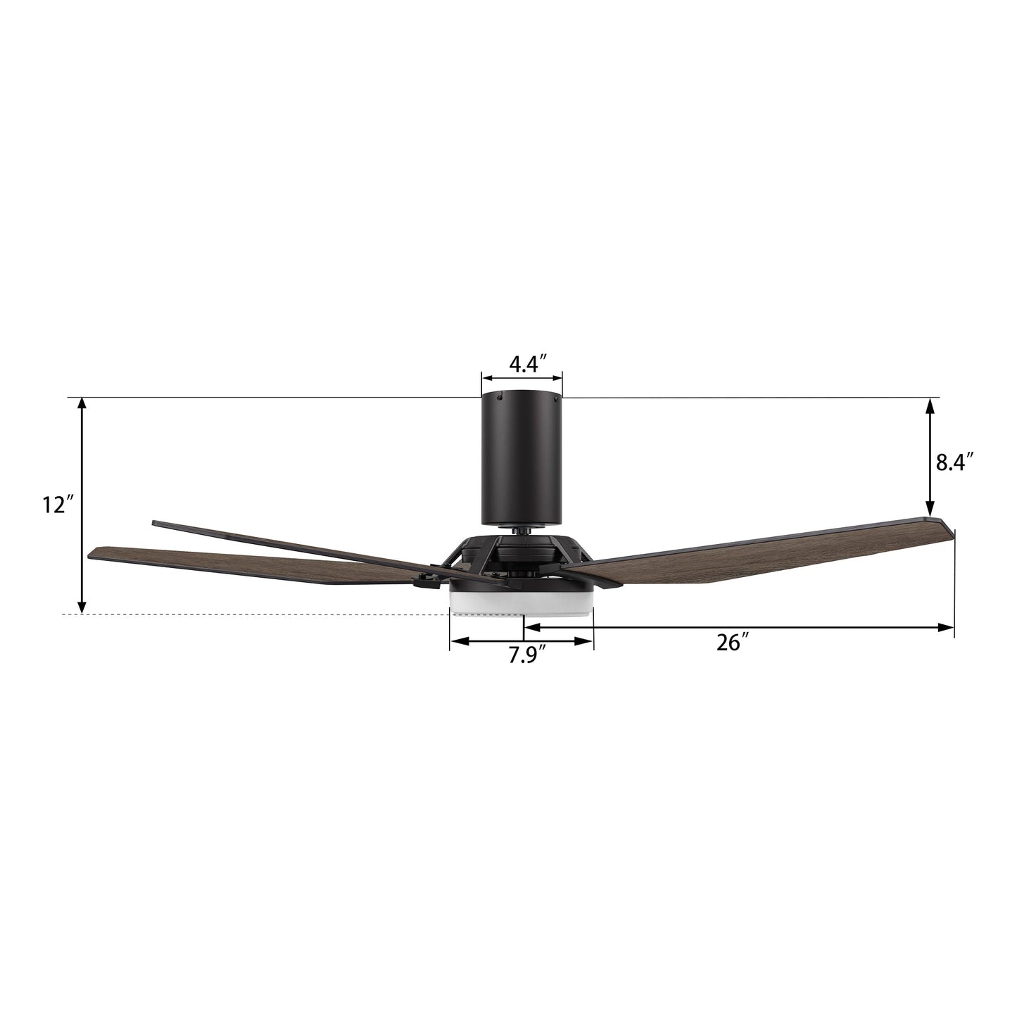 KAJ 52 inch 5-Blade Flush Mount Smart Ceiling Fan with LED Light & Remote