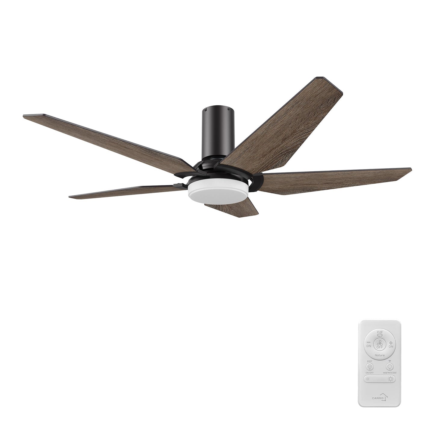 KAJ 52 inch 5-Blade Flush Mount Smart Ceiling Fan with LED Light & Remote