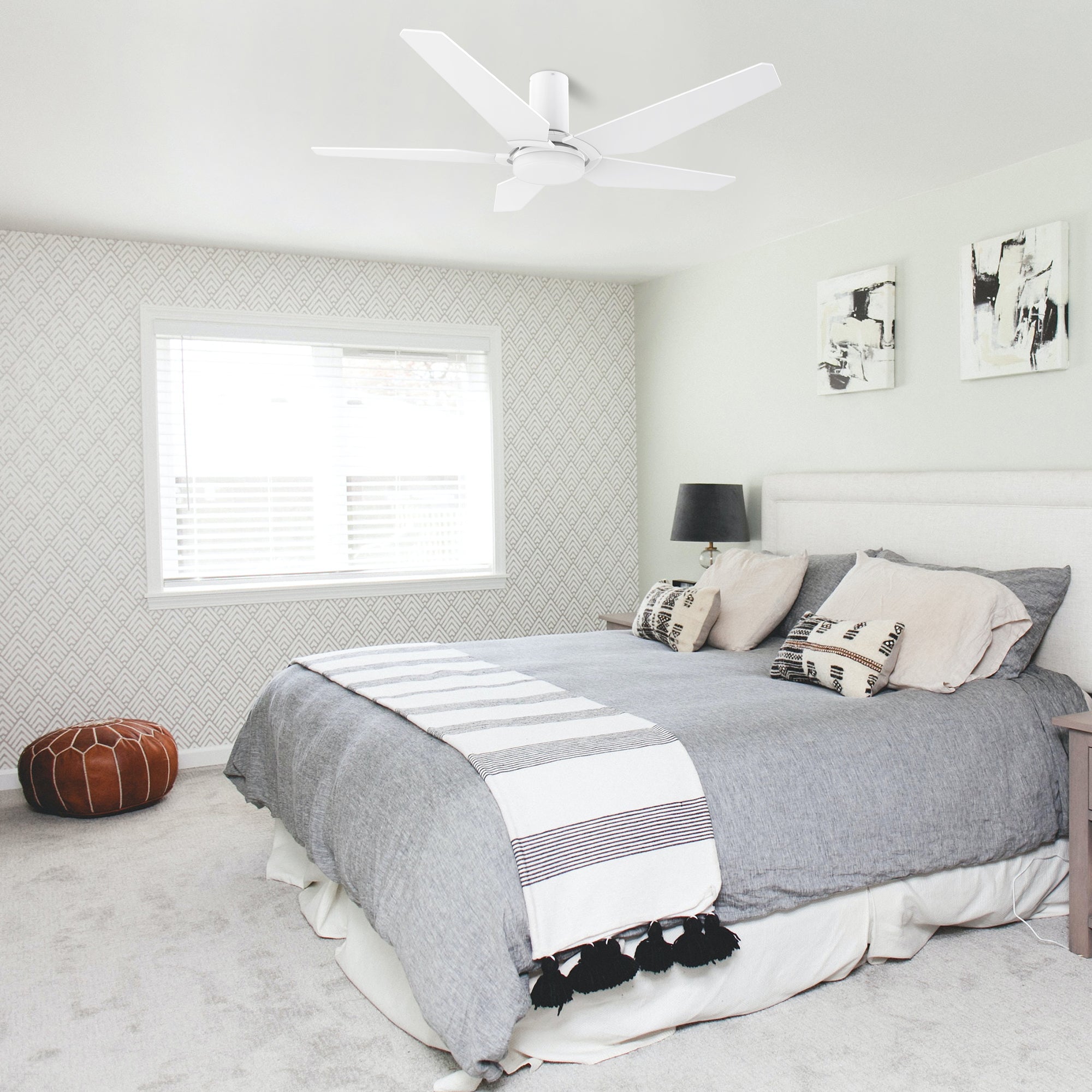 KAJ 52 inch 5-Blade Flush Mount Smart Ceiling Fan with LED Light & Remote