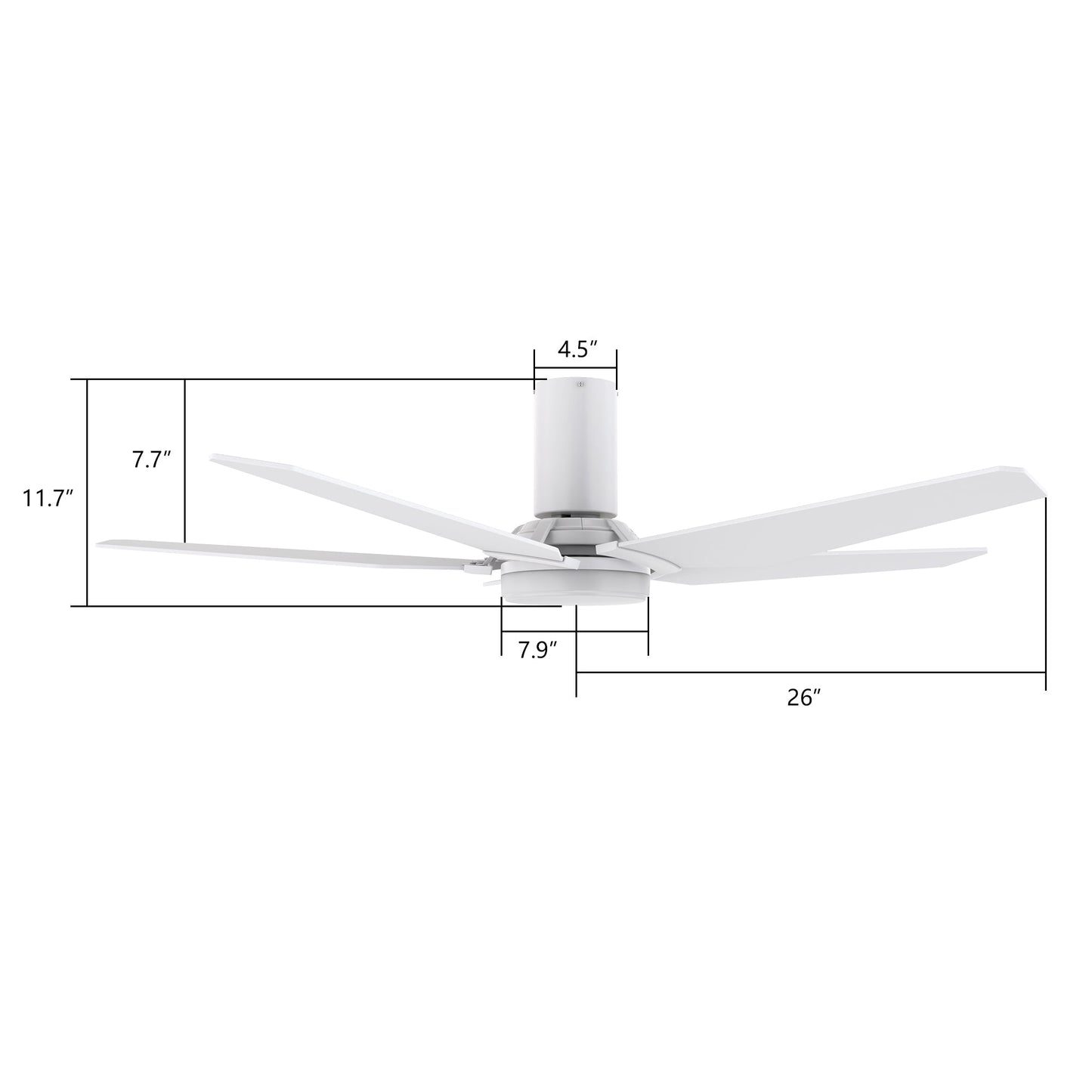 KAJ 52 inch 5-Blade Flush Mount Smart Ceiling Fan with LED Light & Remote