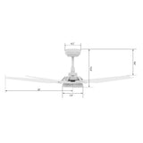 KAJ 52 In 5 Blade Smart Ceiling Fan With Integrated LED Lights With Google Home