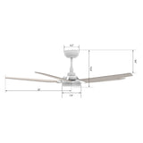 KAJ 52 In 5 Blade Smart Ceiling Fan With Integrated LED Lights With Google Home