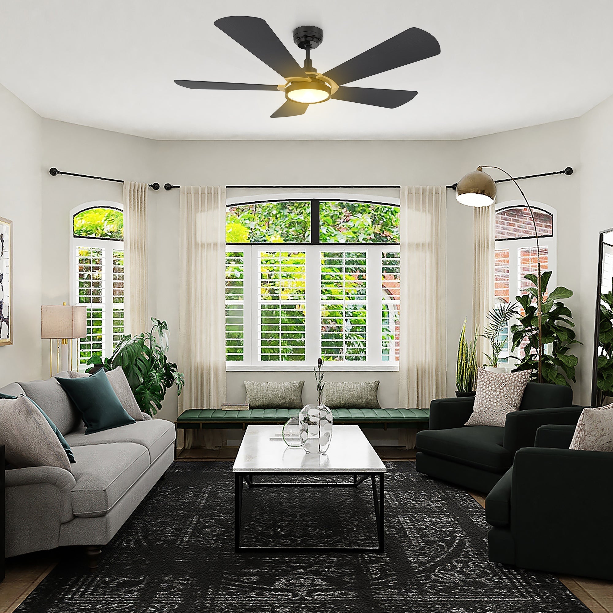 BRISA 52 In 5 Blade Smart Ceiling Fan With Integrated LED Lights With Google Home