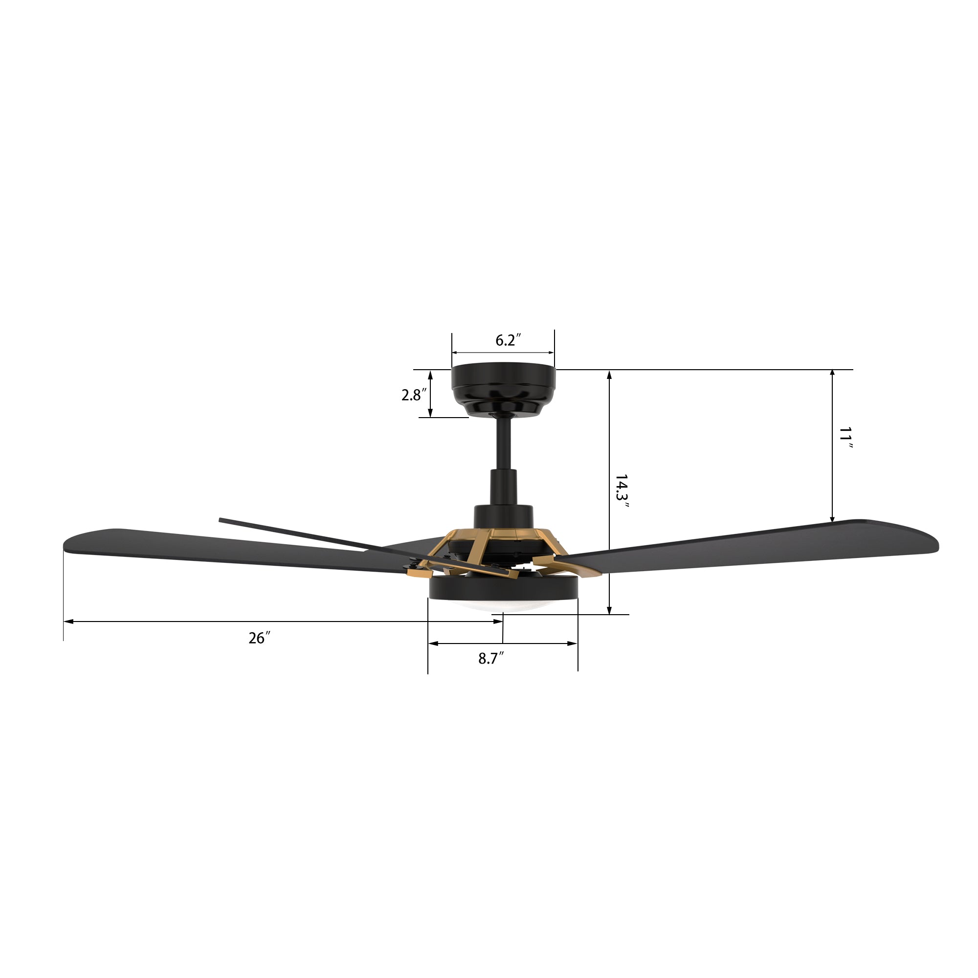 BRISA 52 In 5 Blade Smart Ceiling Fan With Integrated LED Lights With Google Home