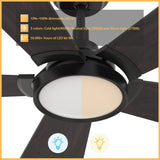 BRISA 52 In 5 Blade Smart Ceiling Fan With Integrated LED Lights With Google Home