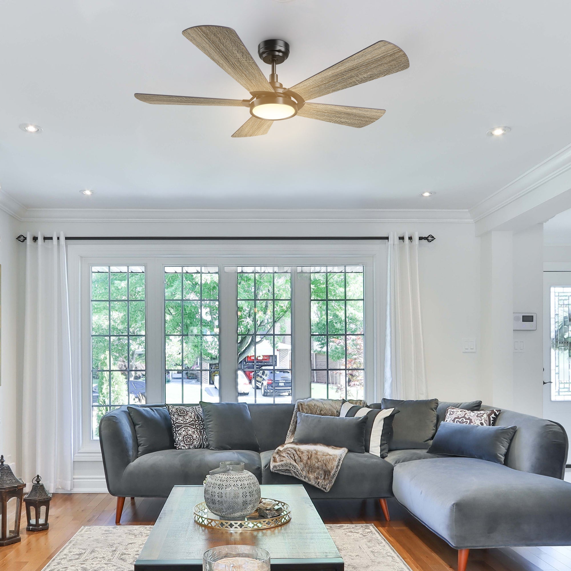 BRISA 52 In 5 Blade Smart Ceiling Fan With Integrated LED Lights With Google Home