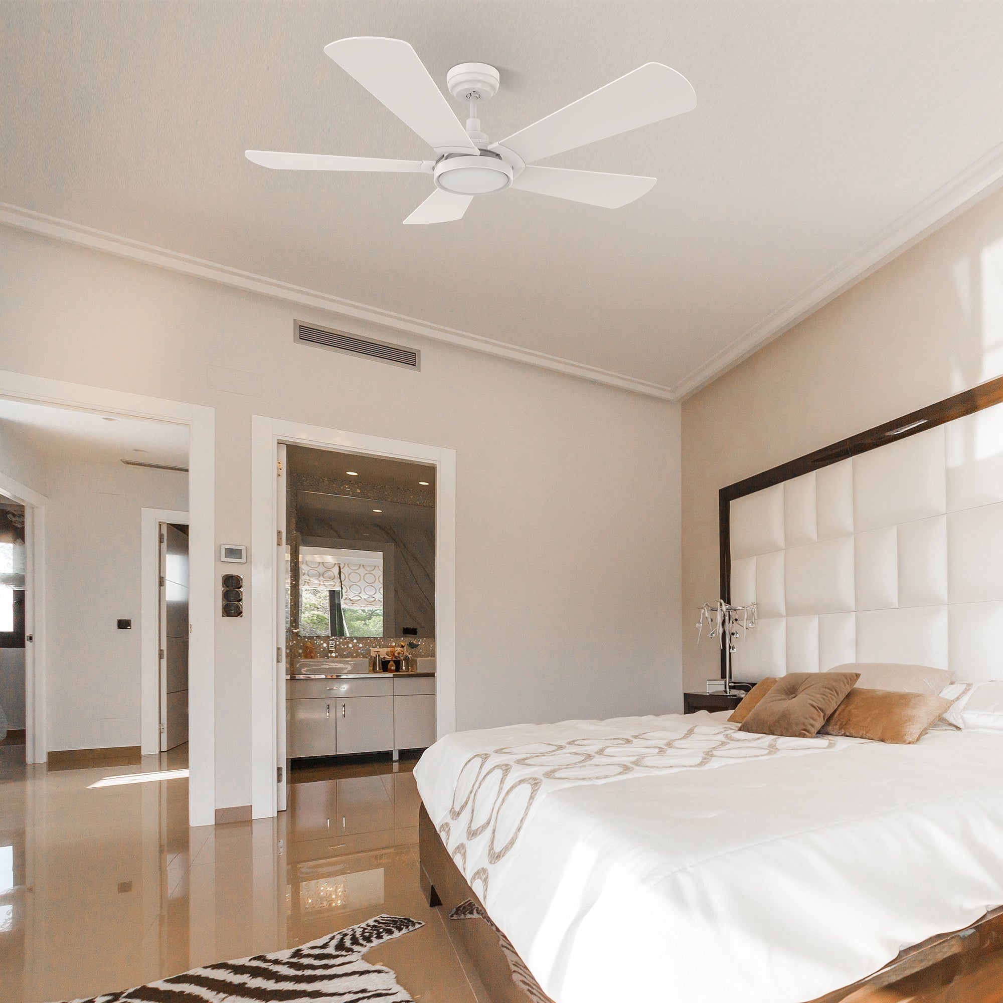 BRISA 52 In 5 Blade Smart Ceiling Fan With Integrated LED Lights With Google Home