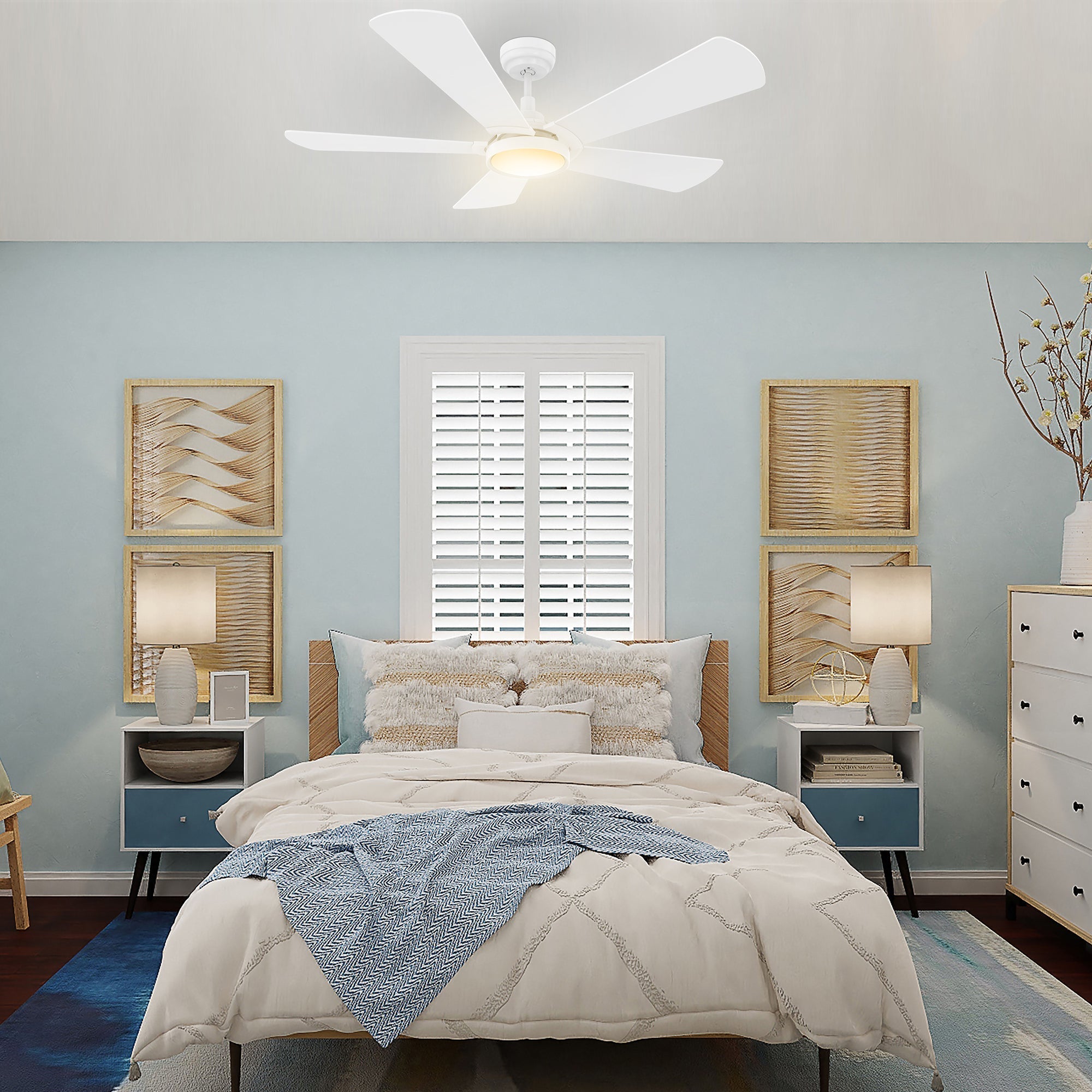 BRISA 52 In 5 Blade Smart Ceiling Fan With Integrated LED Lights With Google Home