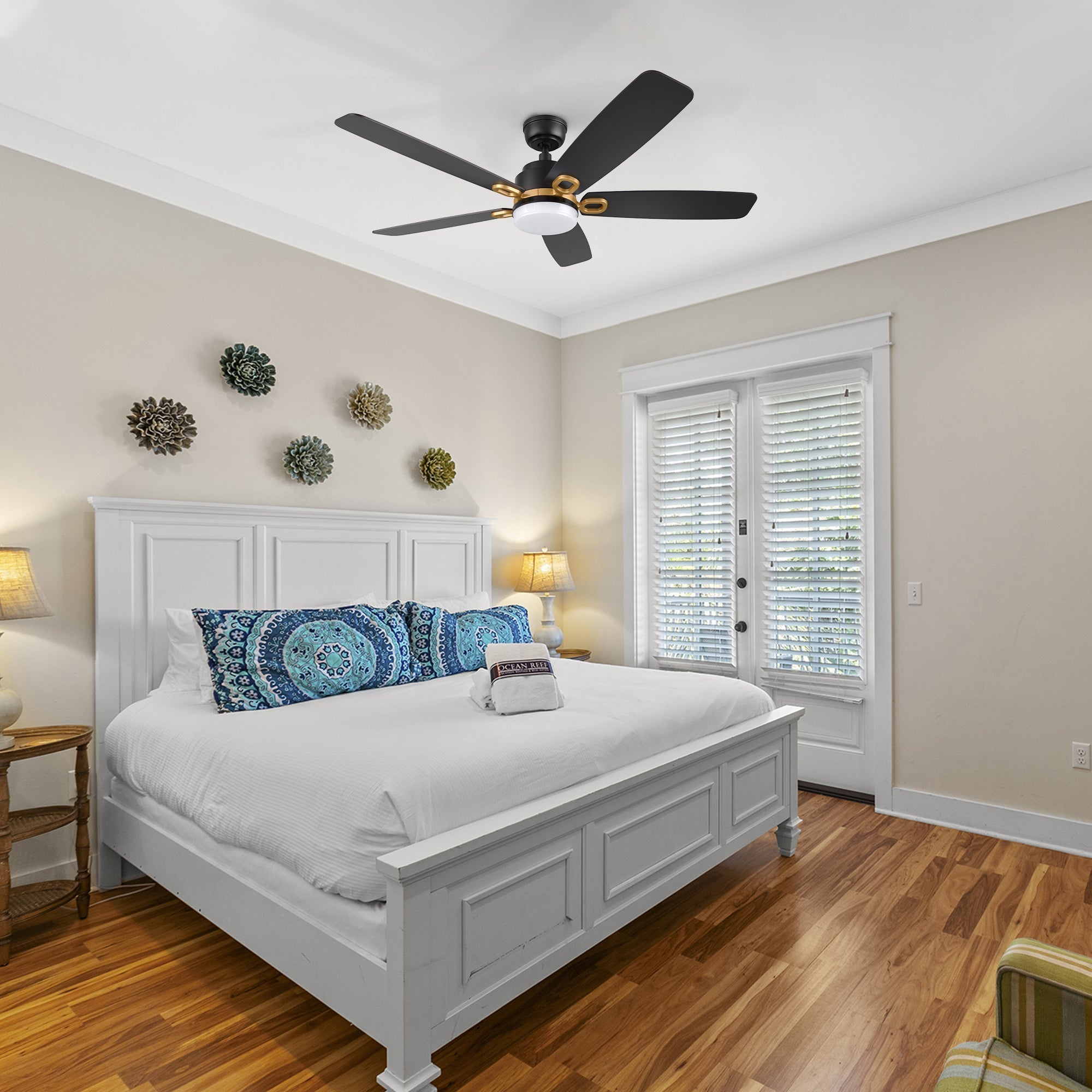 PEYTON 52 In 5 Blade Smart Ceiling Fan With Integrated LED Lights With Google Home